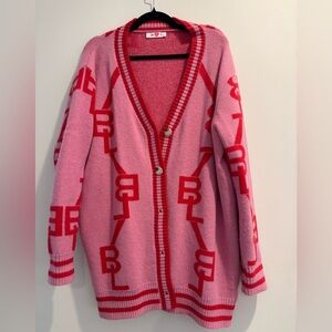 Buddy Love Pink and Red Cardigan Sweater